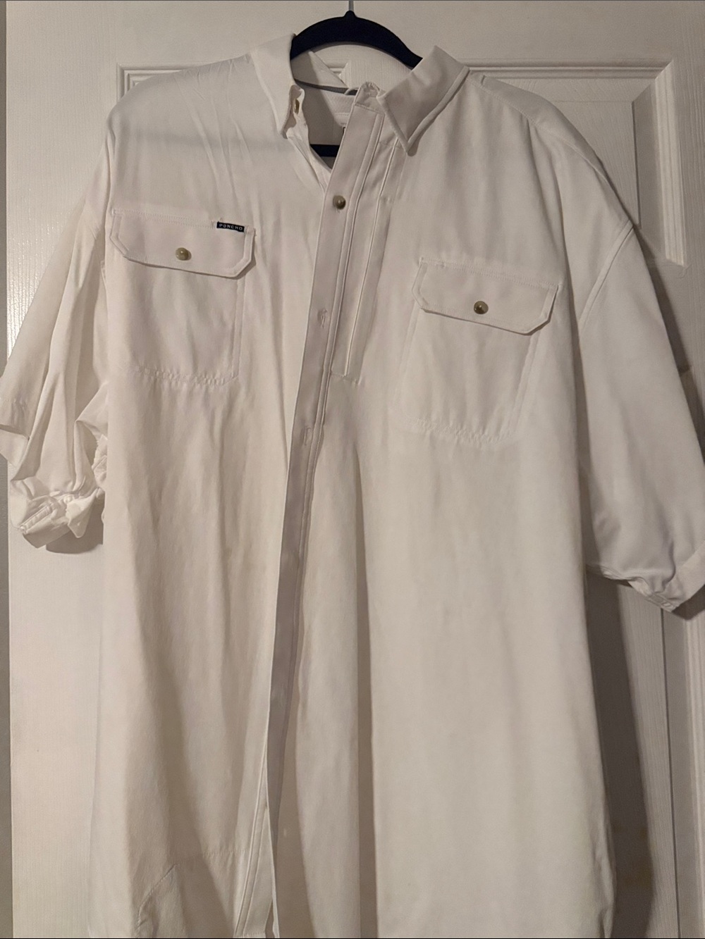 Men’s White Lightweight Shirt Jacket with Chest Pockets